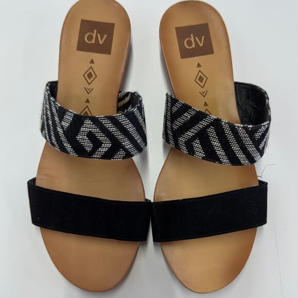 Dolce Vita Sandals Womens 8 Black Bailey Tribal Double Strap Open Toe Shoes - Picture 1 of 8